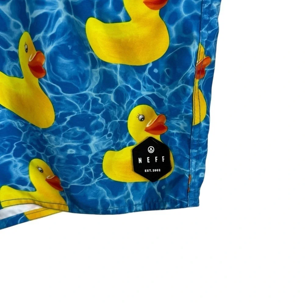 NWOT Neff Men’s Rubber Duckie Swim Trunks in Blue Multi Size M